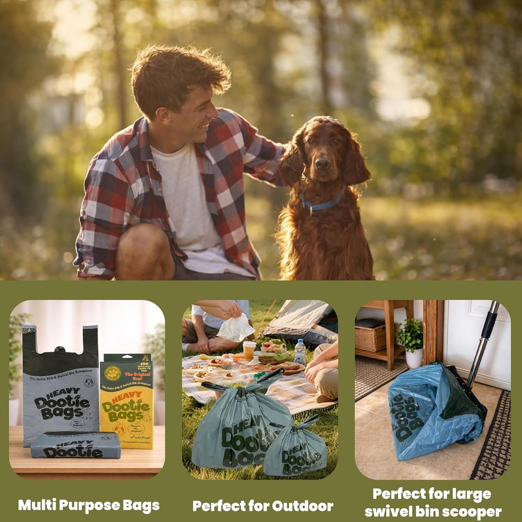 Heavy-Duty Dog Poop Bags with Easy-Tie Handles – Large Leakproof Pet Waste Bags Made with Cornstarch, Strong & Convenient for Dogs, Cats & Litter Cleanup