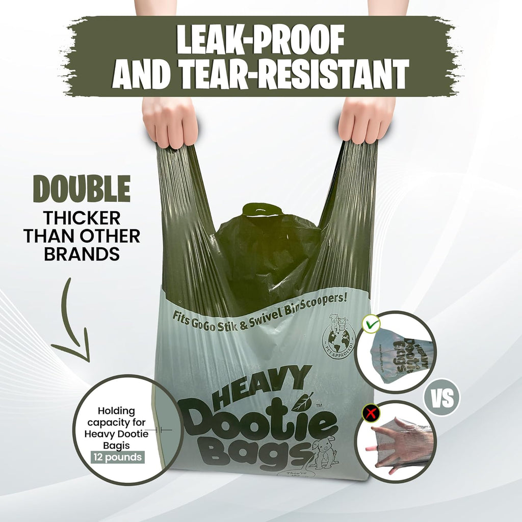Heavy-Duty Dog Poop Bags with Easy-Tie Handles – Large Leakproof Pet Waste Bags Made with Cornstarch, Strong & Convenient for Dogs, Cats & Litter Cleanup