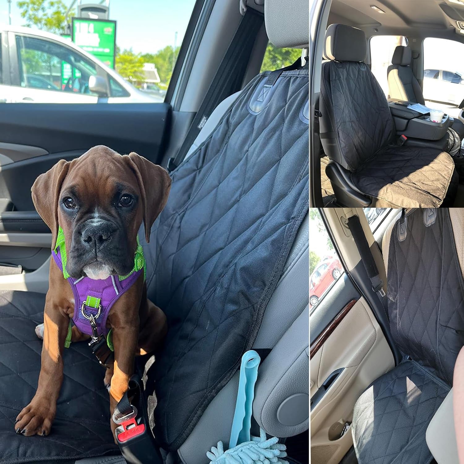 2-Pack Heavy-Duty Dog Car Seat Cover – Waterproof 600D Oxford Pet Seat Protector with Non-Slip Backing, Hammock Convertible Design for Cars, Trucks & SUVs, Black