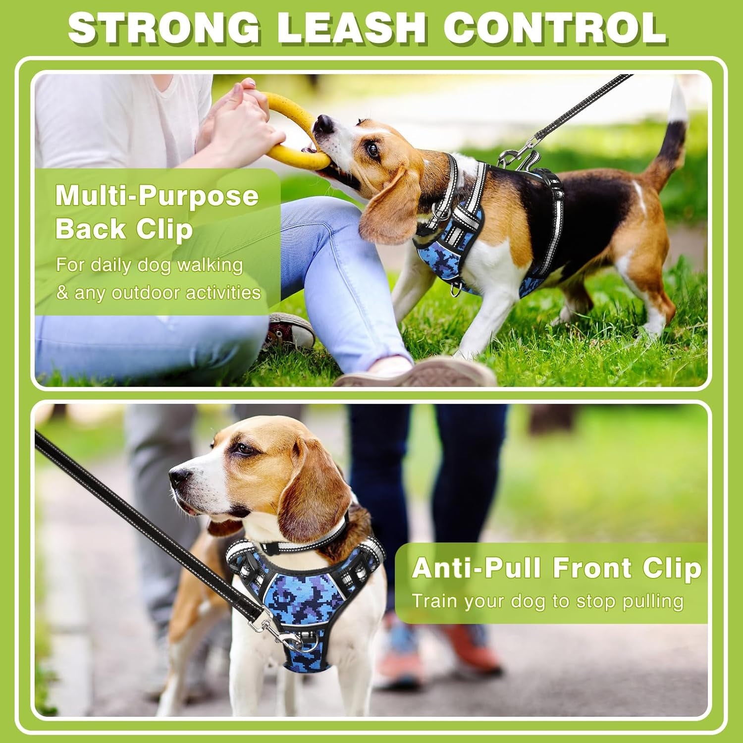 No Pull Dog Harness with Collar – Adjustable Reflective Oxford Vest with Front & Back Leash Clips, Control Handle for Small, Medium & Large Dogs